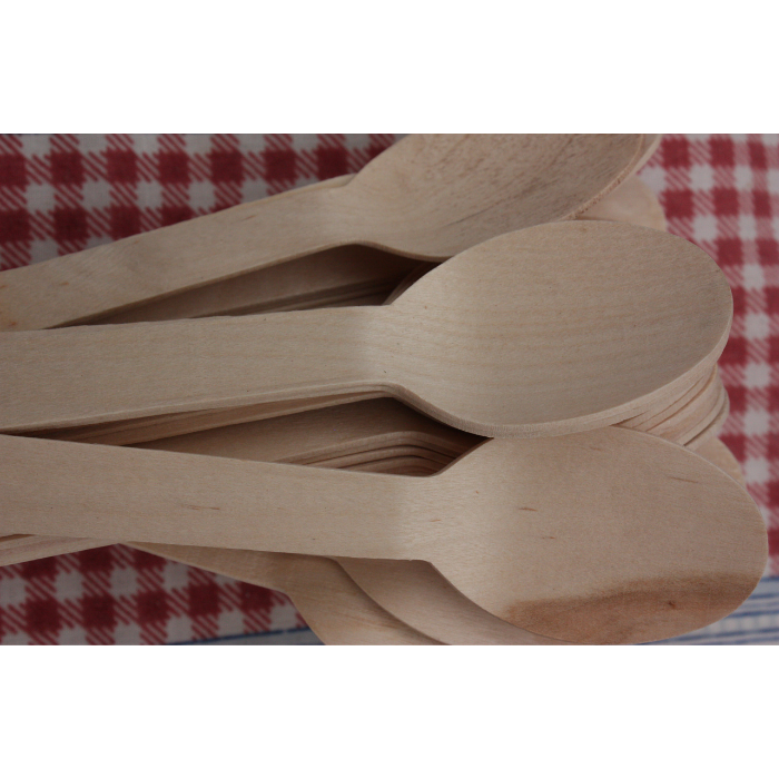 100pz Cucchiai monouso in Legno di Betulla 16cm