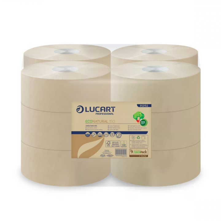 Carta igienica avana mini Jumbo EcoNatural 150 Lucart Professional 812152P - 12 rotoli