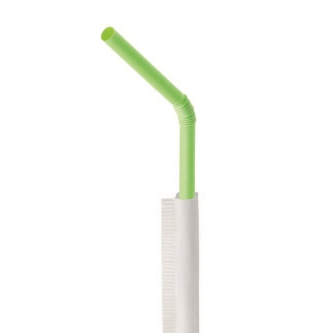 Cannucce con Snodo Verdi in PLA Biodegradabile – Incartate Singolarmente (24 cm, 400 Pezzi)