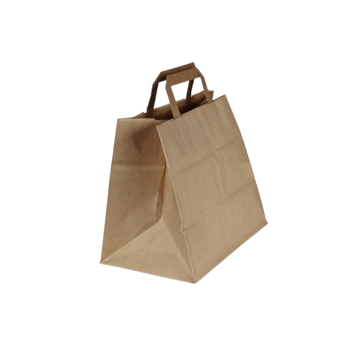 200pz Shopper in carta kraft fondo largo Avana 26+16cm h31cm