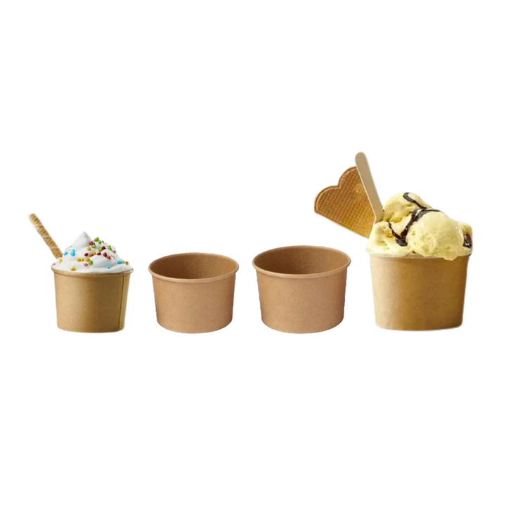 Coppette Gelato in Cartoncino Avana Riciclabili – Confezione da 50 Pezzi