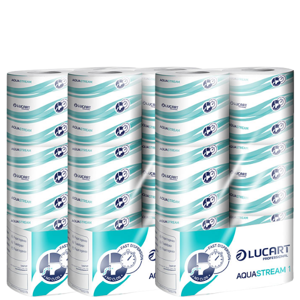 Carta igienica anti intasamento Aquastream fascettata 2 veli Lucart - 811B66J