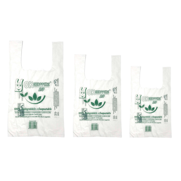 Buste Shopper Biodegradabili e Compostabili Bianche – Confezione da 500 Pezzi