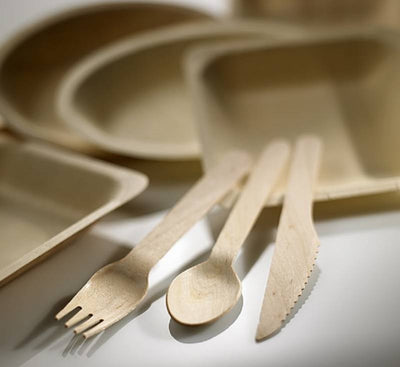 100pz Coltelli in Legno di Betulla 16cm