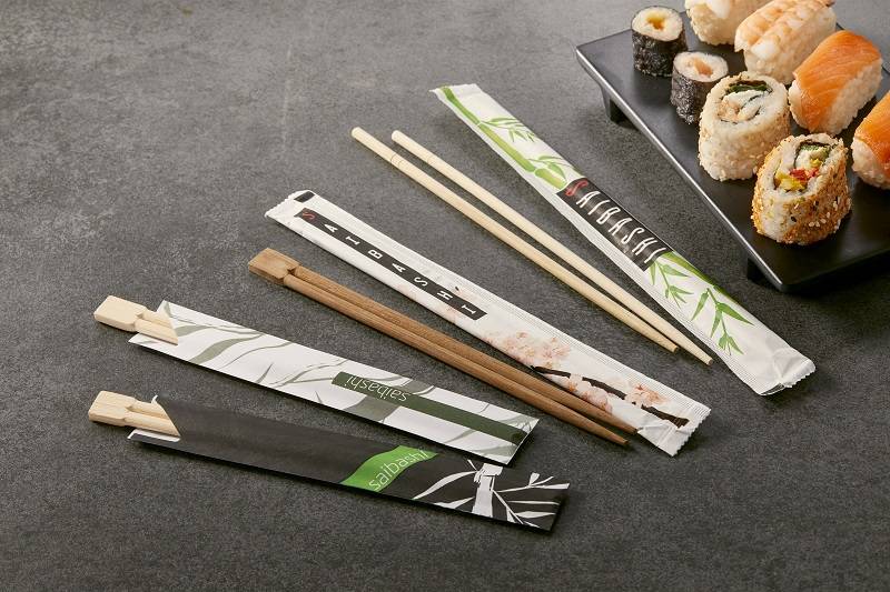 100pz Bacchette Sushi in Bambù imbustate singolarmente 21cm