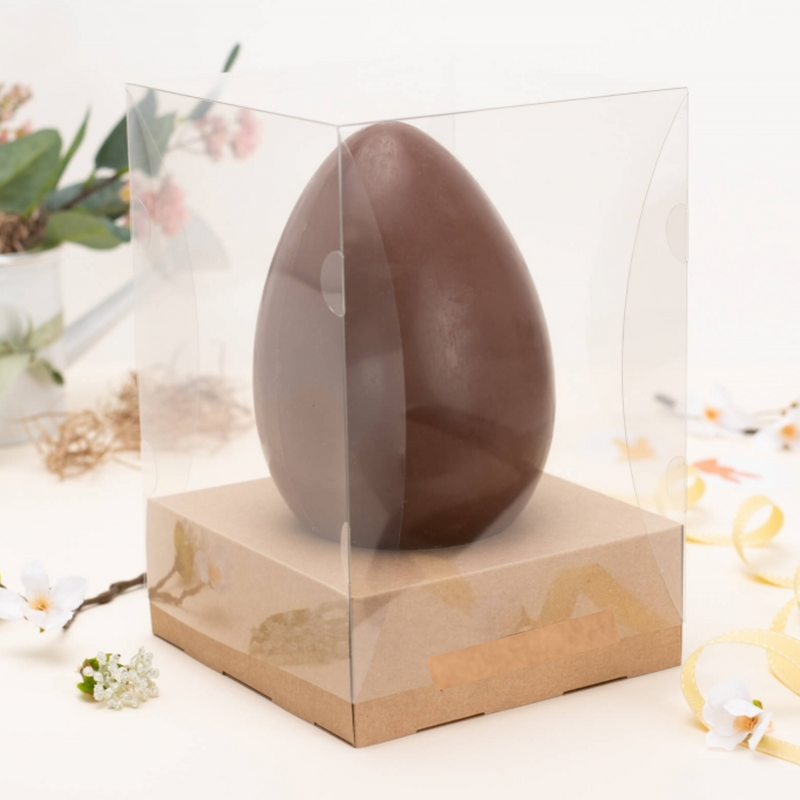 10pz Scatole trasparenti porta uovo di Pasqua base avana con ferma uovo