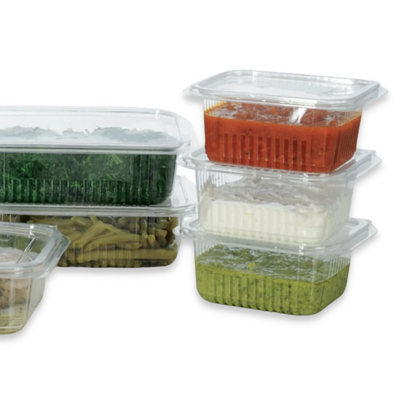 100 Bicchieri Rettangolari Trasparenti In PET Con Coperchio – 500 Ml – Ideali Per Catering E Feste