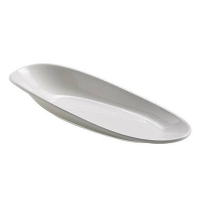 1pz Piatto ovale bianco in melamina riutilizzabile 27x10cm