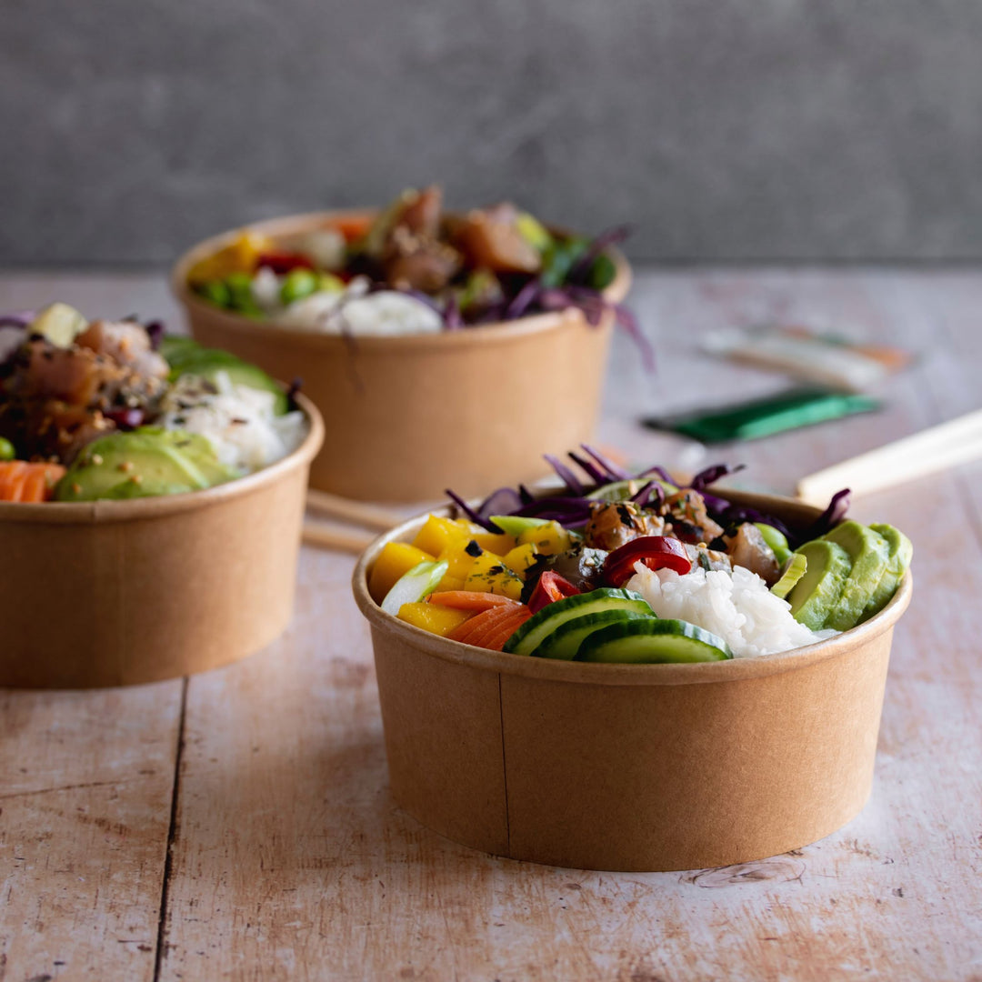 50pz Contenitore Poke e Insalata in Carta Kraft avana