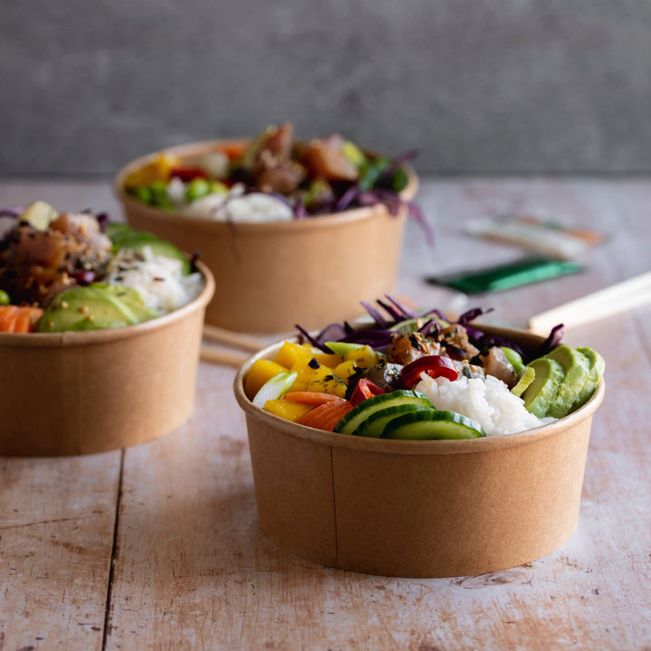 50pz Contenitore Poke e Insalata in Carta Kraft avana