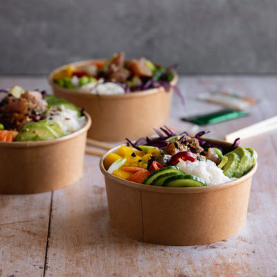 50pz Contenitore Poke e Insalata in Carta Kraft avana