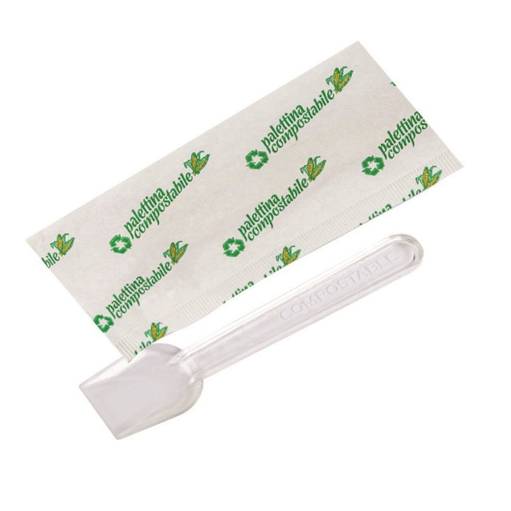 Palettine Gelato Bianche in CPLA – 9 cm (1000 Pezzi, Incartate Singolarmente)