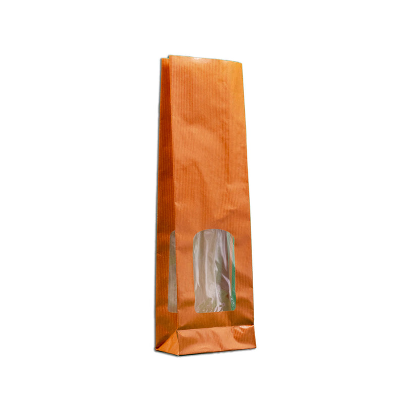 50pz Sacchetti arancioni per alimenti in carta kraft con finestre 11x3 –  NaturalCart
