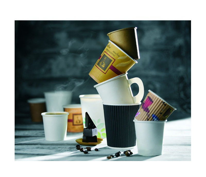 Bicchieri in cartoncino nero tripla parete 450ml - 25pz