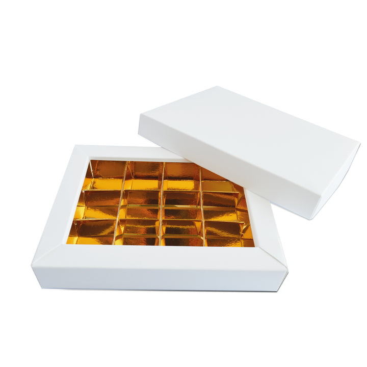 Scatola per Cioccolatini e Praline Bianca e Oro - 5 pezzi