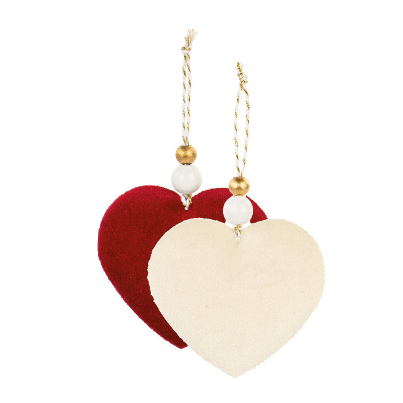 12pz Decorazioni forma cuore in velluto per decorare pacchi 8x7cm