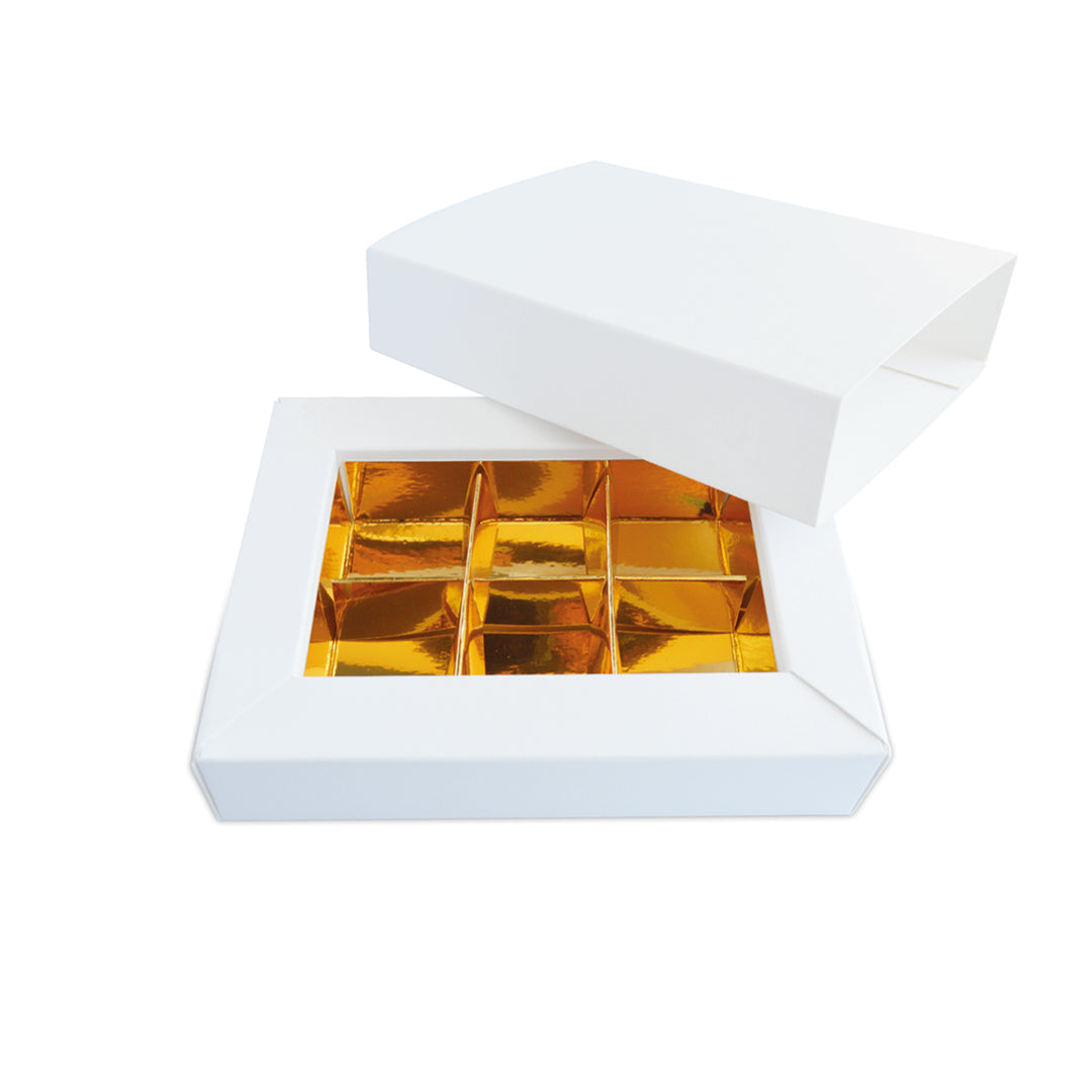Scatola per Cioccolatini e Praline Bianca e Oro - 5 pezzi