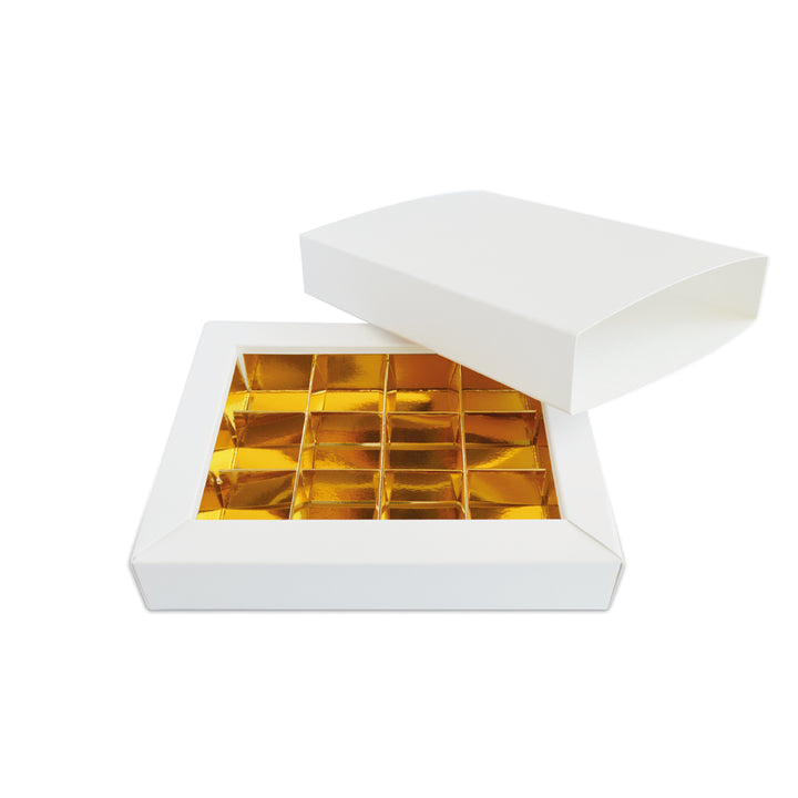 Scatola per Cioccolatini e Praline Bianca e Oro - 5 pezzi
