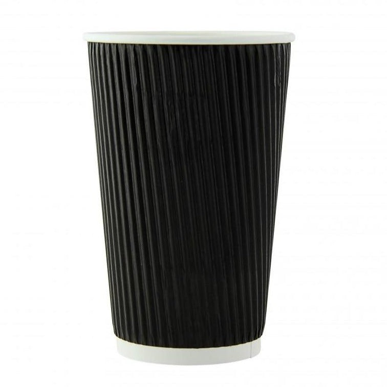 Bicchieri in cartoncino nero tripla parete 450ml - 25pz