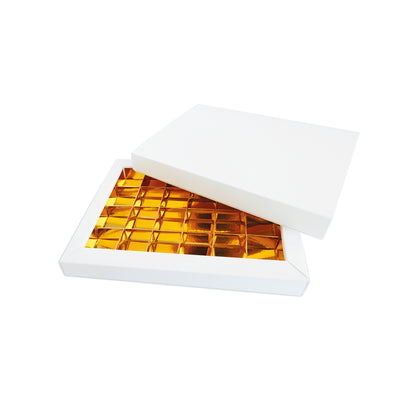 1pz Scatola per Cioccolatini e Praline Bianca e Oro