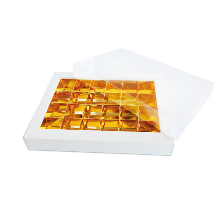 Scatola per Cioccolatini e Praline Bianca e Oro - 5 pezzi