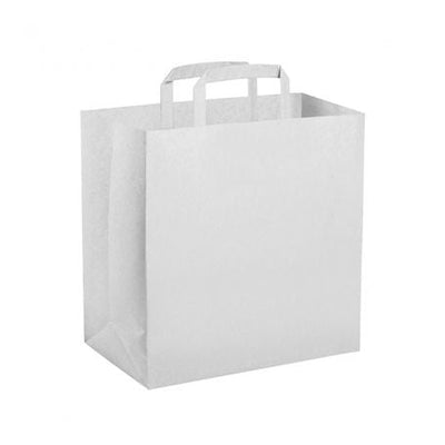 Buste Shopper in carta kraft bianche con manico piatto