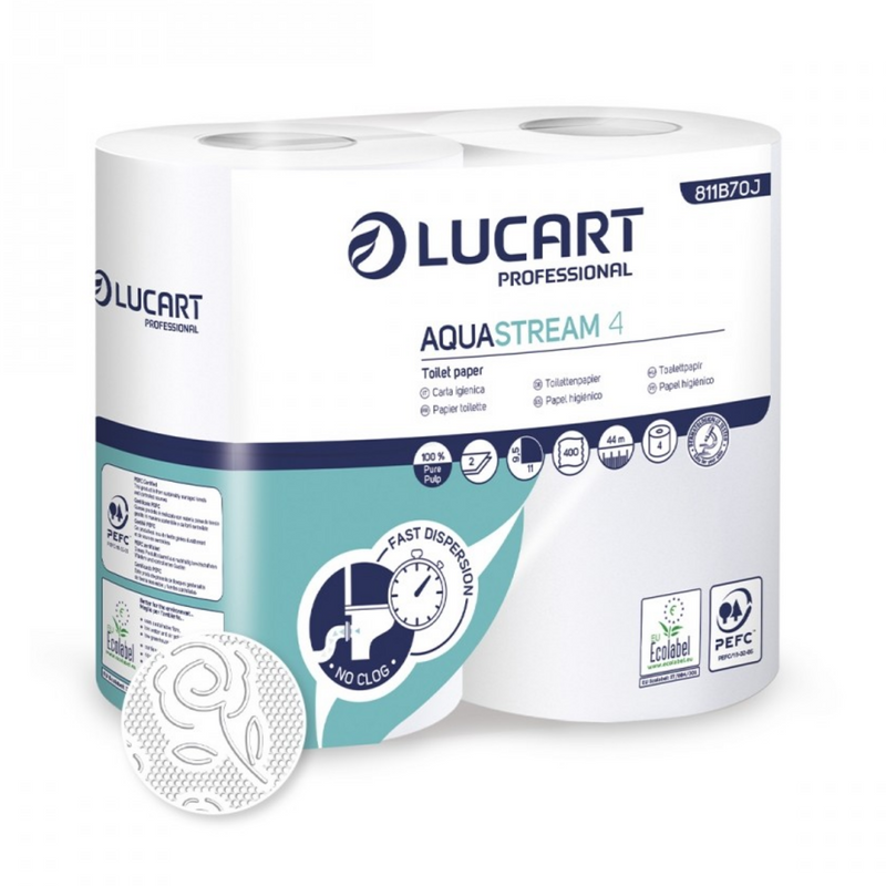 Carta Igienica anti intasamento Aquastream Lucart 2 veli 400 strappi