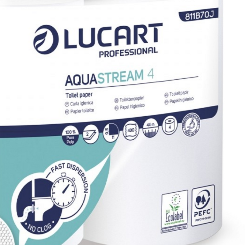 Carta Igienica anti intasamento Aquastream Lucart 2 veli 400 strappi