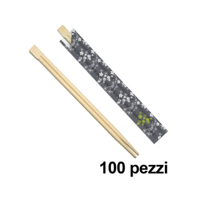 100pz Bacchette Sushi in Bambù imbustate singolarmente 21cm